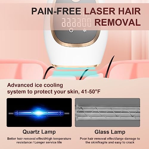 Laser Hair Removal, Permanent Hair Removal Device, Painless At-Home IPL Hair Removal for Women and Men for Face Armpits Legs Arms Bikini Line