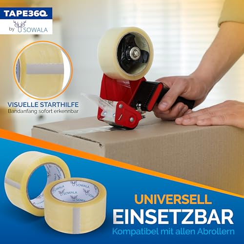 sowala Premium Paketband transparent 6 Rollen - leises Packband mit starker Klebkraft & 56 µm Folienstärke - reißfestes Paketklebeband für Karton & Versand