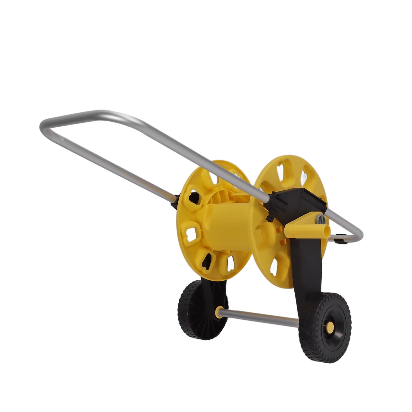 Carrello Avvolgitubo da Giardino in Alluminio Giallo Resistente per Prato Giardino con Ruote, Spazio di Archiviazione di 35 M