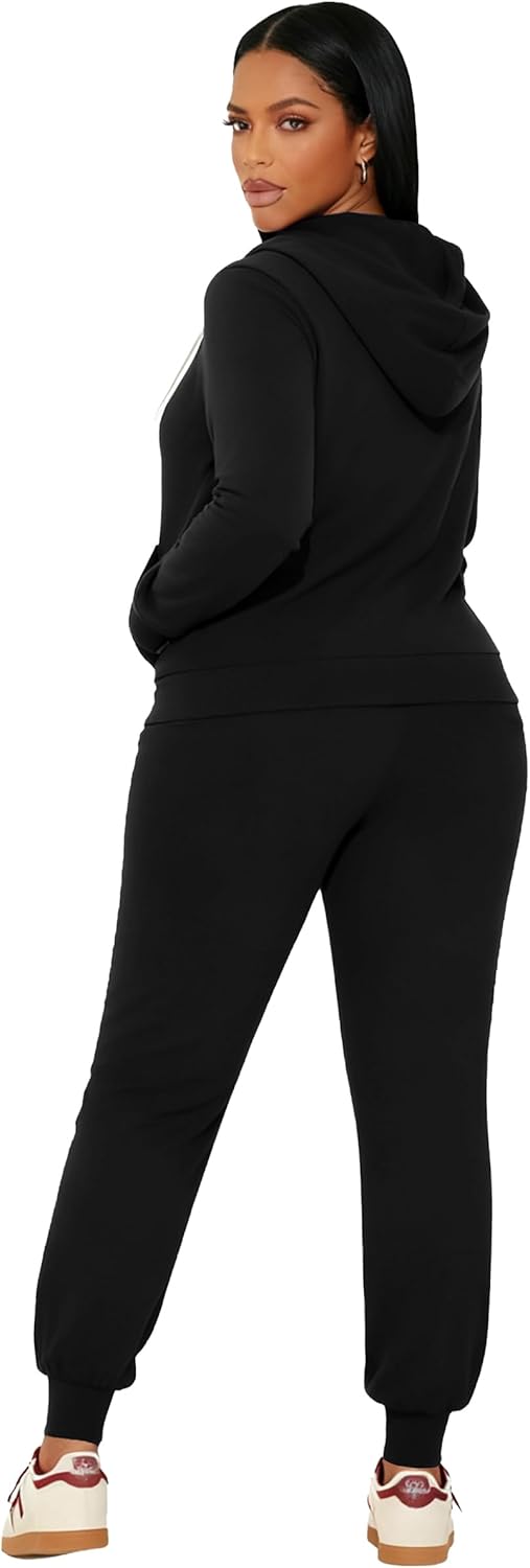 CLOCOR Womens 2 Piece Outfits Sweatsuits - Tracksuit Set Long Sleeve Crop Top & Drawstring Wide Leg Pants with Pockets - Image 2