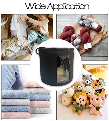 Large Cowboy Hat Box For Women & Men Storage With Dustproof Lids, 17" D*15" H Black Fedora Hat Boxes Storage For Travel, Collapsible Felt Hat Storage Organizer With 1 Wood Hook, Stuffed Toy Storage #TOP6