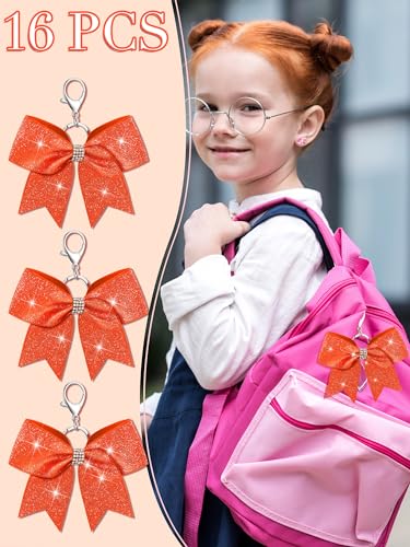 Image of Tondiamo Cheer Bow Keychain Cheer Keychain with Rhinestones Cheerleader Keyrings for Team Gift Cheerleading Sports Accessory