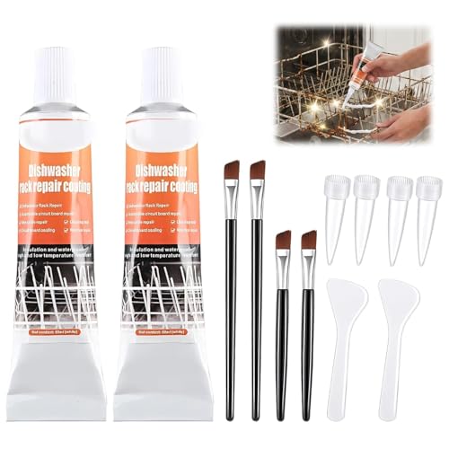 Daozhogo 2 Stück Spülmaschinenkorb Rost Reparatur mit Bürste, Geschirrkorb Reparatur Rerack, Rostschreck für Spülmaschine, Speziell für Reparaturs des Geschirrspülerkorbs, 100ml
