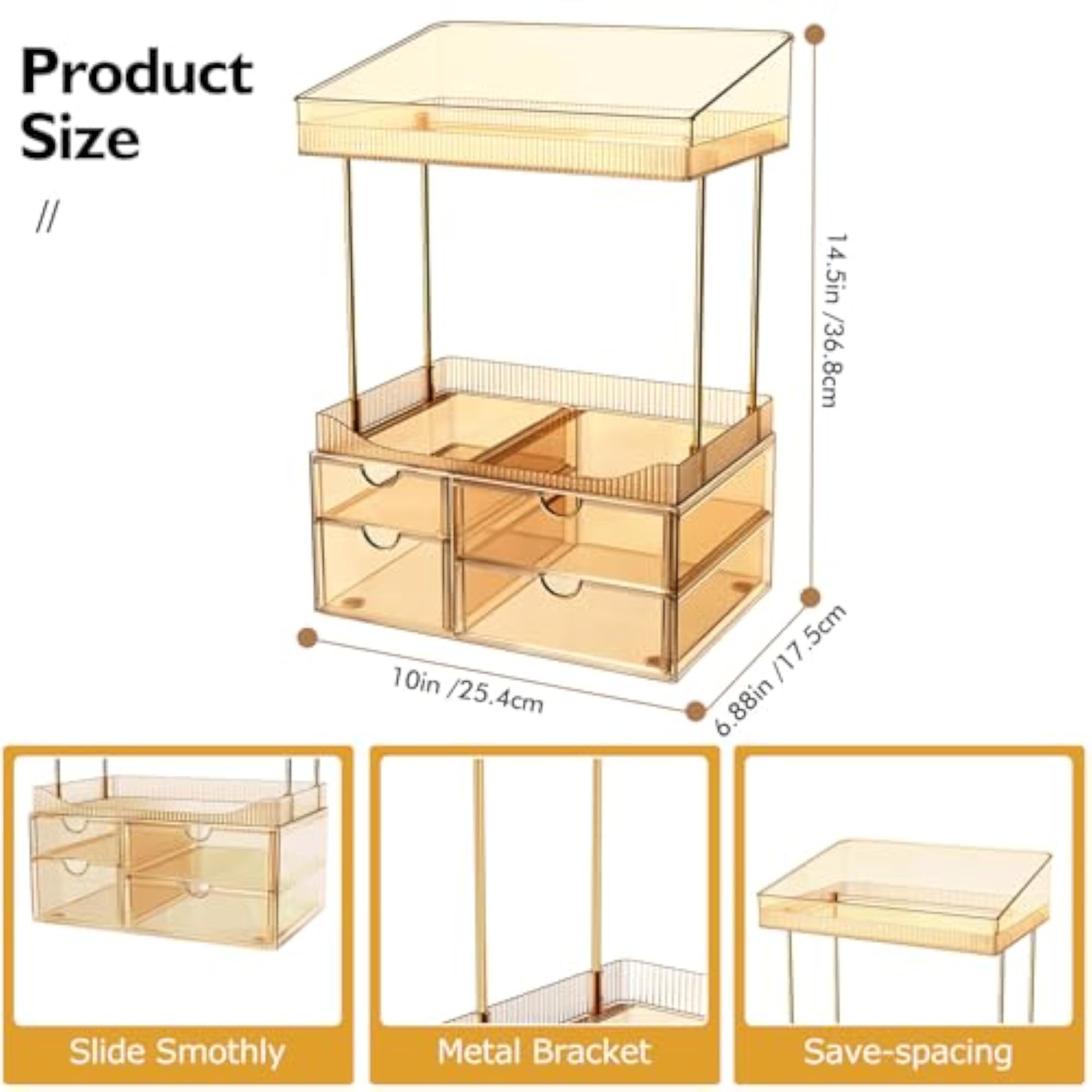 4 Tier Makeup Storage Organizer with Drawers