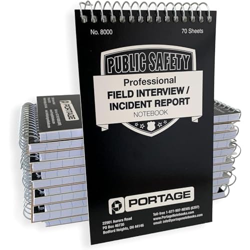 Portage Notebooks Police Notepad, 3.75 x 6 Inches, 70 Sheets per Pad, 12 Pack – Police Gear Essential for Law Enforcement, Detectives, and Tactical Officers