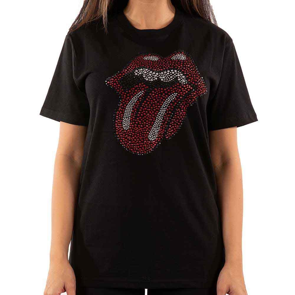 Rolling Stones The T Shirt Classic Tongue Diamante Band Logo Official Unisex XXL Black