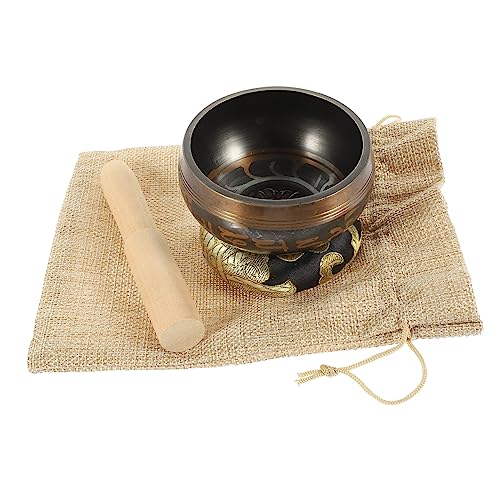 SUPVOX 1Set Tibet Singing Bowl Flat Bottom Meditation Bowl for Premium Copper Sound Bowl with Accessories for Relaxation Buddhist Practices