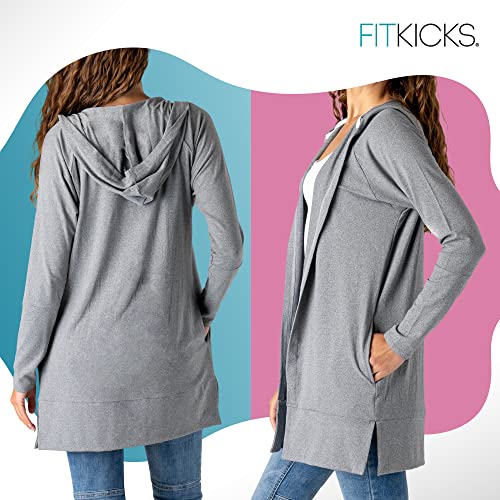 FITKICKS Everywear Lightweight Cardigan Relaxed Hooded Tunic Sweater with Deep Side Pockets Cardigan for Women, Girls2