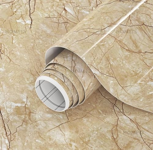 Image of HOME13 Marble Wallpaper Peel & Stick Contact Paper Self Adhesive Decorative Removable Waterproof Wallpaper for Kitchen Cabinet and Furniture Countertops (24 X 144 INCH, Bottochino Marble)