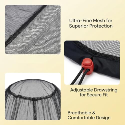 Mosquito Head Net, Red para Cabeza con Malla Ultra Fina, Protección para Actividades al Aire Libre como Camping, Senderismo, Pesca y Jardinería, con Bolsa de Almacenamiento Incluida miniatura 3
