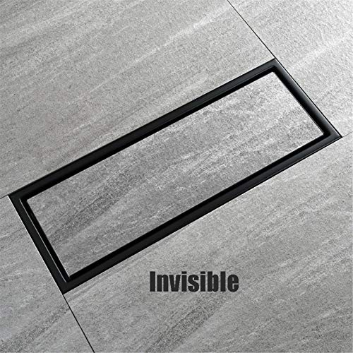 Caniveau de douche linéaire rectangulaire invisible avec siphon de sol en acier 304