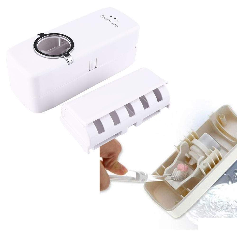 De un solo toque pasta de dientes automático dispensador de cepillo de dientes titular de pared en rack ahorrar espacio No Dust accesorios de baño Conjunto de Herramientas