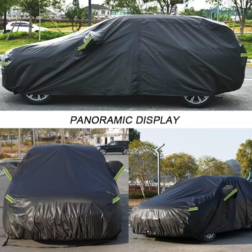 Image of KouKou Waterproof SUV Car Cover Suitable for Kia Soul from 2009 to 2025, 7 Layers Heavy Duty Car Cover Waterproof All Weather with Zipper Door for Sun Rain Snow Dust Uv Protection.Black
