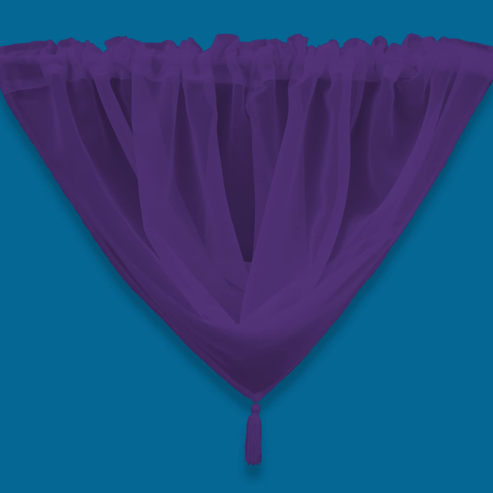 Plain Tasseled Voile Swags Net Curtains Voile Swag Valance Pelmet (Plum)