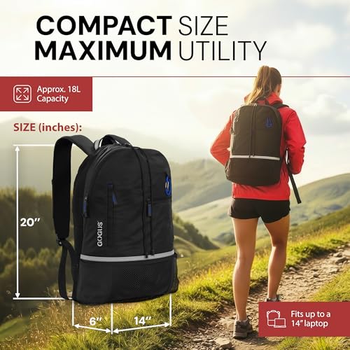 Image of GOGUS Hybrid Gym Backpack for Men & Women - 18L Sports Backpack with Dual Water Bottle Pockets, Mesh Compartment for Gym, Travel - Water Resistant & Reflective Trim Workout Bag