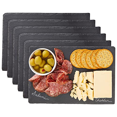 Juvale Set Of 6 Black Slate Charcuterie Boards With Chalk, Individual Stone Plates For Cheese, Meat, Appetizers (8 X 12 In) #TOP4