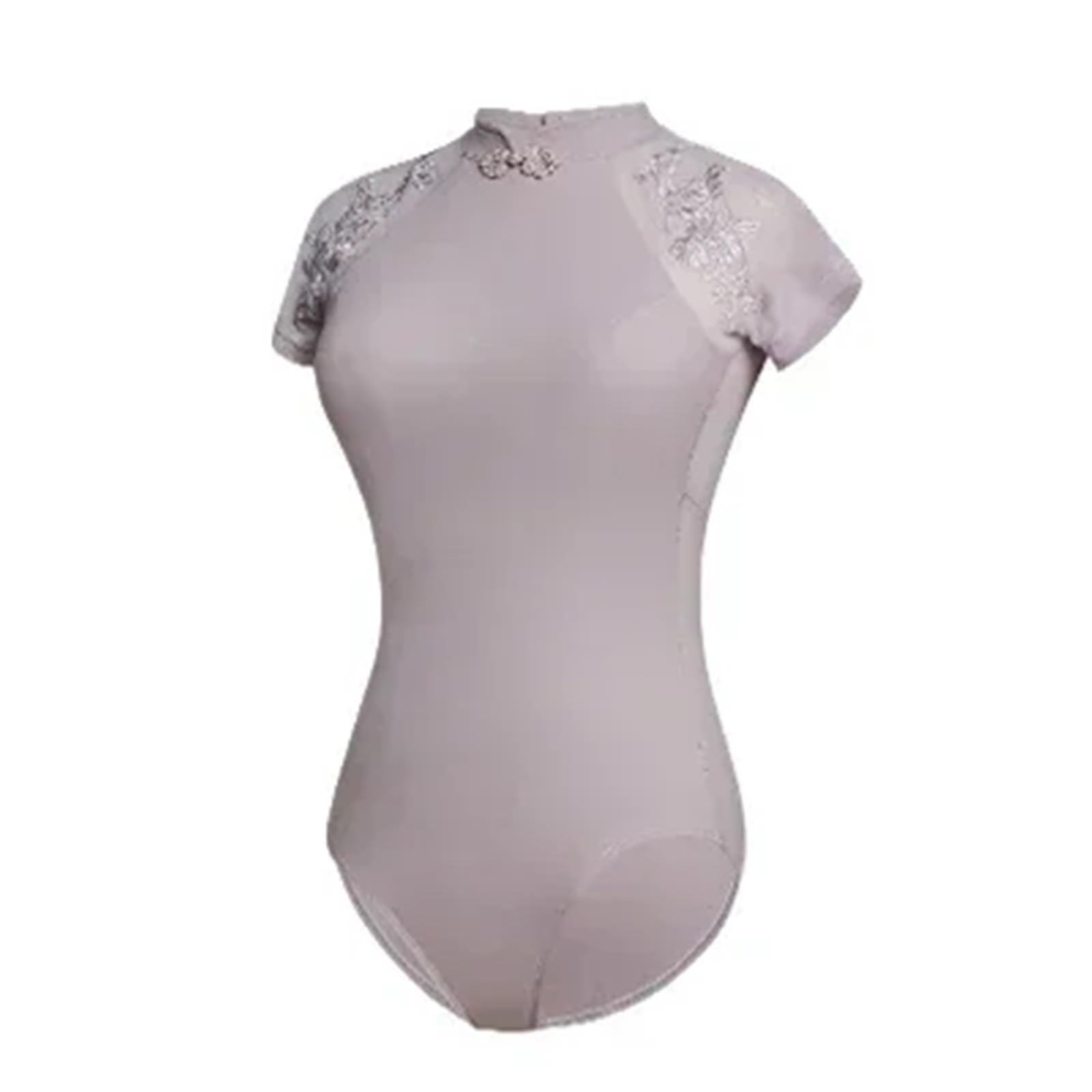 Body Danza Classica Donna Body da Danza Classica for Adulti, con Colletto Alto, Nodo Cinese, Fibbia Ricamata, Body for Donna, Ginnastica(Grey Purple,XL 170cm to 175cm)