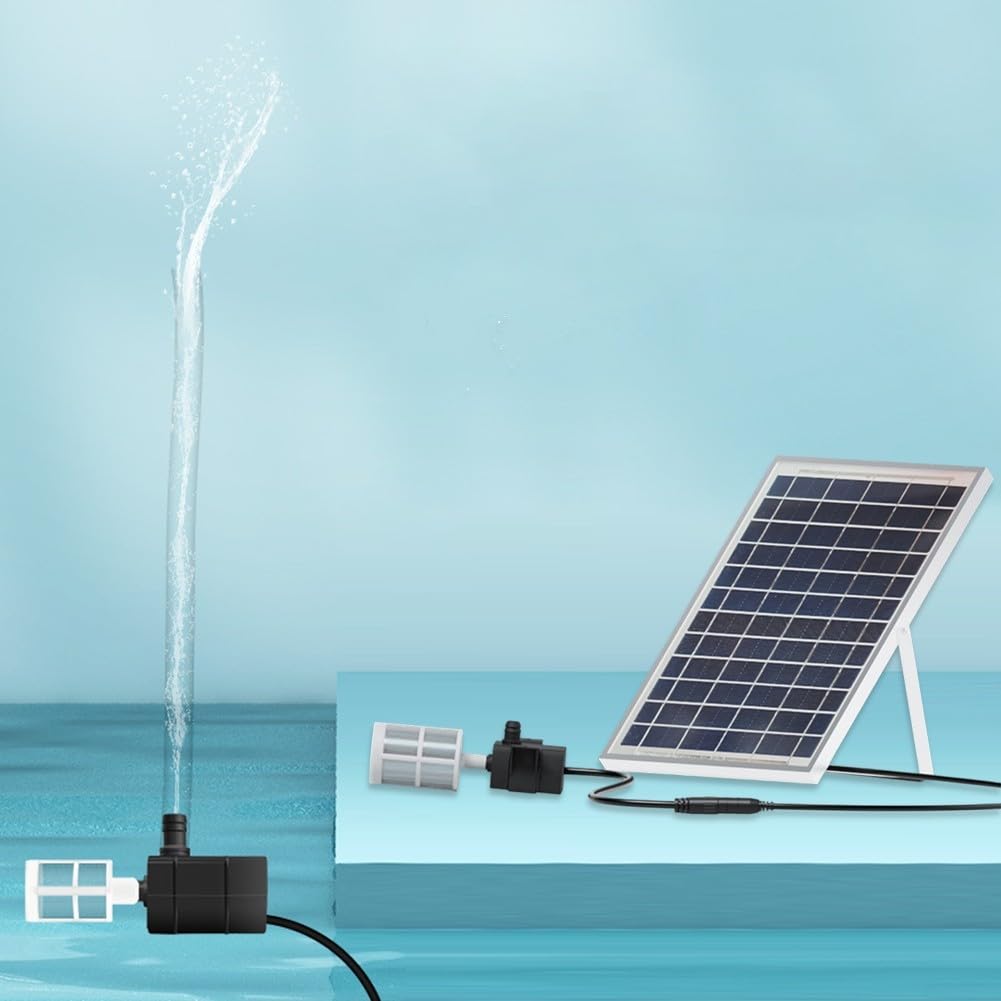 Solarny system pompy wodnej 10 W, 240 l/h, pompa zanurzeniowa z przezroczystą rurą 2 m, kompletny zestaw cyrkulacji i filtracji do stawów rybnych, akwariów, fontann zewnętrznych
