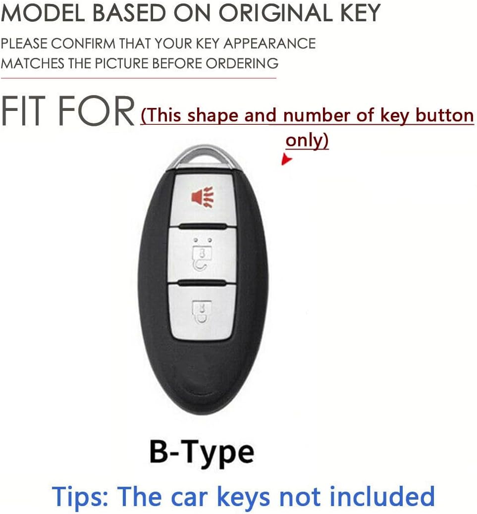 SANRILY 3-Button Leather Key Fob Cover for Nissan Armada Rogue Murano Cube 370Z Leaf Juke Quest Keyless Remote Key Protective Case with Lucky Cat Key Ring Pink