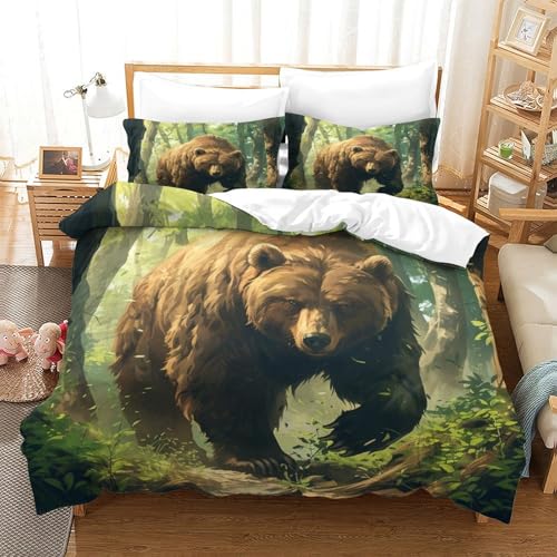 Parure de lit ours marron ultra douce en microfibre pour lit double
