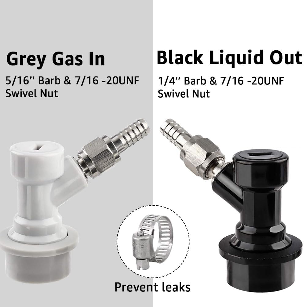 MRbrew 2 Pairs Ball Lock Disconnect Set, 5/16''Gas 1/4''Liquid Barbs