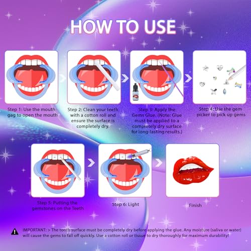 Kit de gemas de dientes profesional y cristales de moda para joyería dental 4