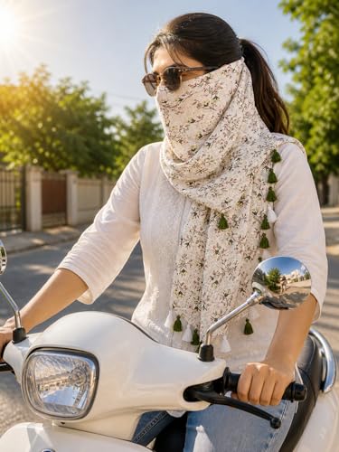 Image of floral printed cotton stoles /scarf /scarves for women, pure soft cotton for summer (Size-28inch x 72inch)
