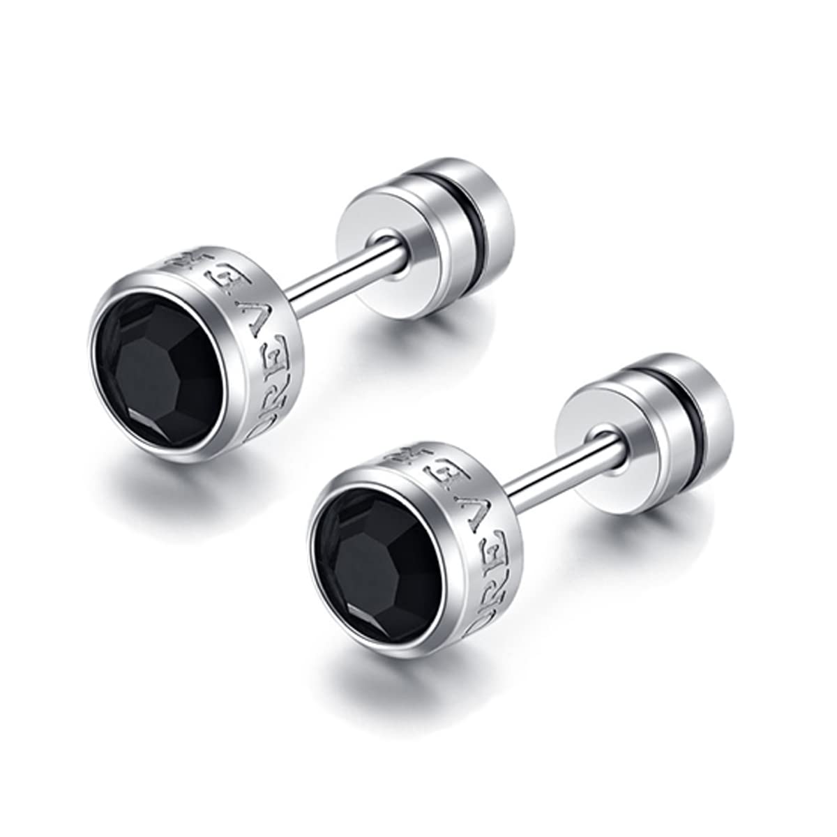 ESFRIAN ピアス メンズ シンプル メンズピアス ゴールド 黒い石 サージカルステンレス スタッド つけっぱなし ネジ式 ジュエリー 男女兼用 両耳用 キャッチ 人気 おしゃれ プレゼント レディース ファースト ブラック 2個セット 5ｍｍ (ゴールド)