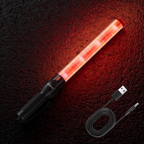 Image of E-riding 16 Inch Rechargeable Red Traffic Wand with 2 Flashing Modes