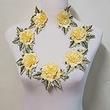 7pcs Embroidery Rose Embroidery Patch Garment Decoration Patch Sewing Handmade DIY Garment Material (Yellow)