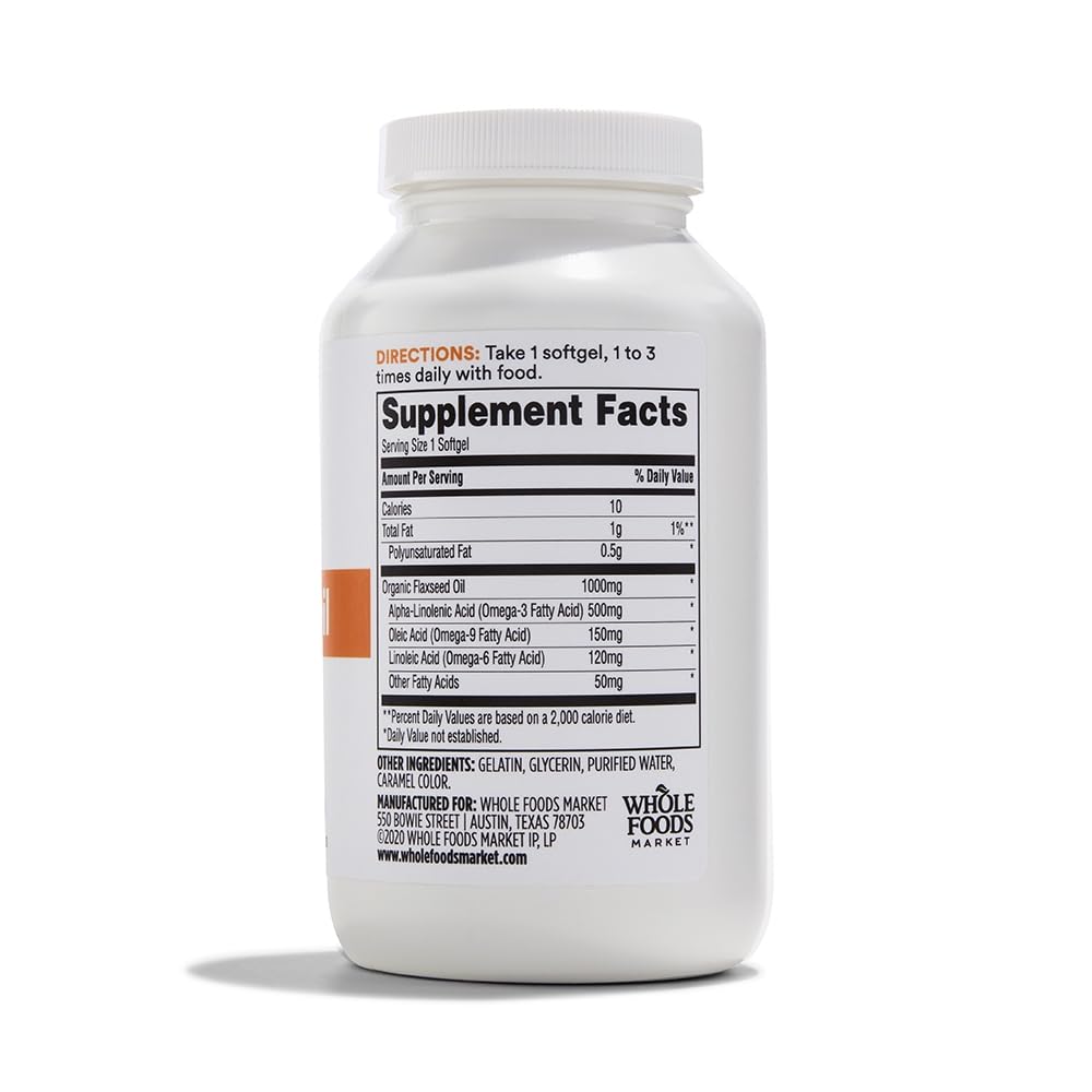 Condition photo showing New/Like New for 365 by Whole Foods Market, Flax Seed Oil, 180 Count