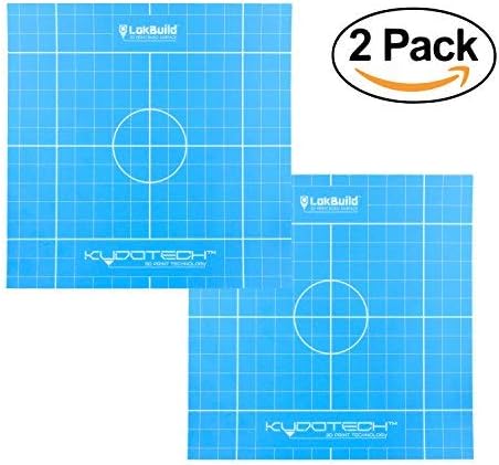 LokBuild - KudoTech 3D Print Build Surface with grid guide, sticky back sheet, quick, clean removal of printed parts, versatile (TWIN PACK) 295x295mm