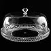 12 Inch Clear Food-Grade Acrylic Diamond Pattern Server Cake Dessert Platter with Cloche Bell Cover