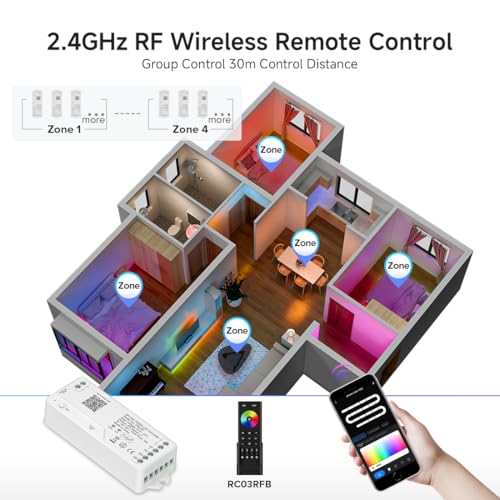 Image of SEZO 2.4G WiFi SPI RGBW Controller DR04W & RC03RF RF Remote Kit Tuya APP /Smart Life /Google Home /Alexa Control Support SMD /COB WS2814 IC SK6812 etc Addressable RGBW LED Strip STA Mode