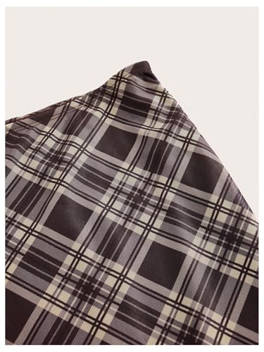 Verdusa Women's Plus Size Plaid Skirt High Rise A Line Mesh Long Skirt3