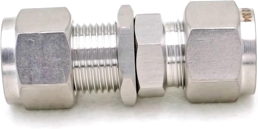 Fit Tube O/D 16mm Bulkhead 304 Stainless Steel Ferrule Pneumatic Air Compression Pipe Fitting