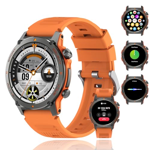 La Mejor Lista de reloj inteligente android los más recomendados. 50 2one Smartwatch, 1.43'' AMOLED Pantallas HD Reloj Inteligente para Impermeable IP68, Frecuencia Cardíaca Oxígeno y Presión, 123 Modos Deportivos para iOS y Android (Naranja)