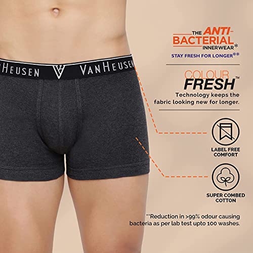 Image of Van Heusen Men Solid Trunks - 100% Cotton - Pack of 2 - Anti Bacterial, Colour Fresh, Moisture Wicking