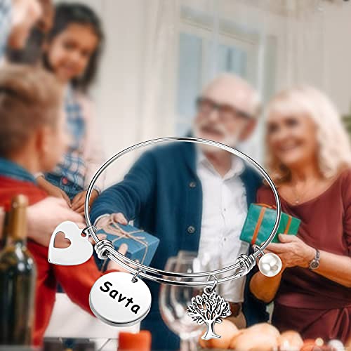 FEELMEM SAVTA Gifts Grandma Gift Best SAVTA Ever Bangle Bracelet Grandmother Birthday Gift for SAVTA Grandma4