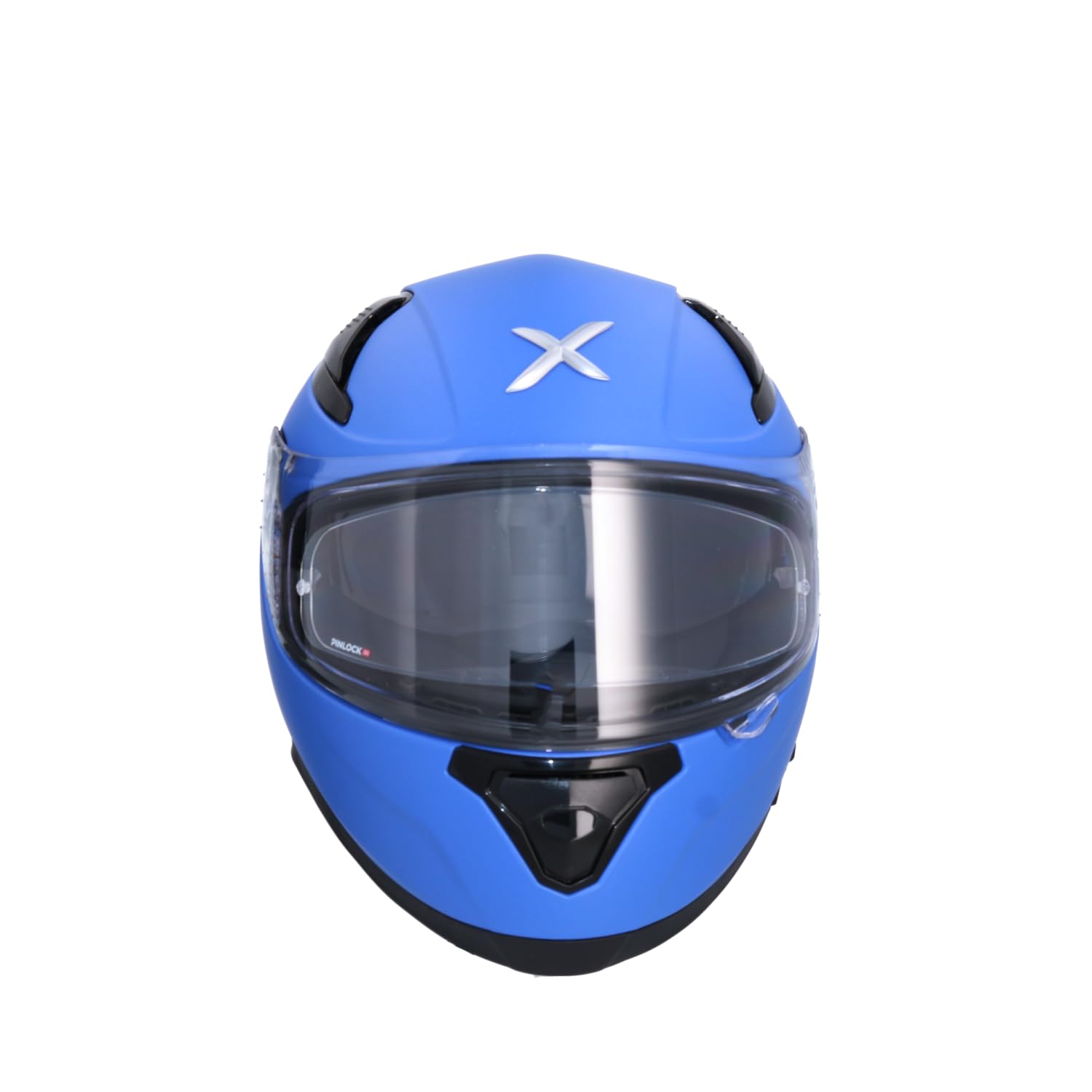 Casco AXOR Apex Solid Casco Integral de Moto Azul Mate con Pantalla Extra y Lente Solar, Diseño Deportivo, Talla XXL