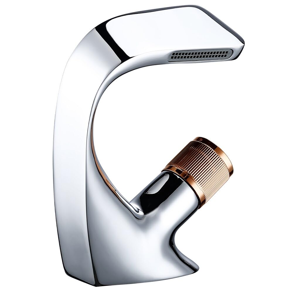 Mitigeur de lavabo en laiton coulé finition chrome rose gold pour salle de bain luxueuse