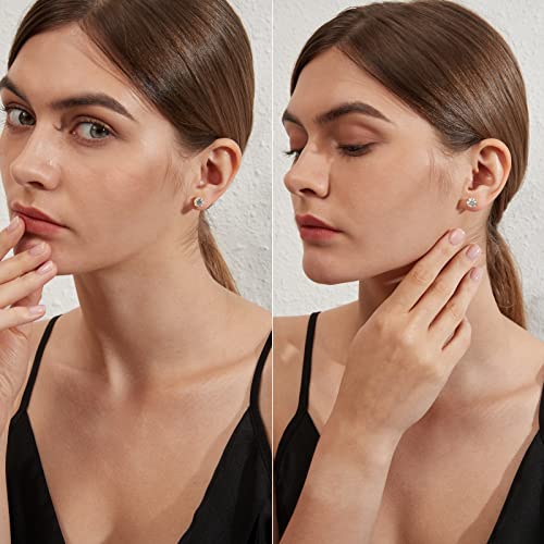 Pendientes de Plata 925 con Circonitas Hipoalergénicos para Orejas Sensibles de 4-8mm 4