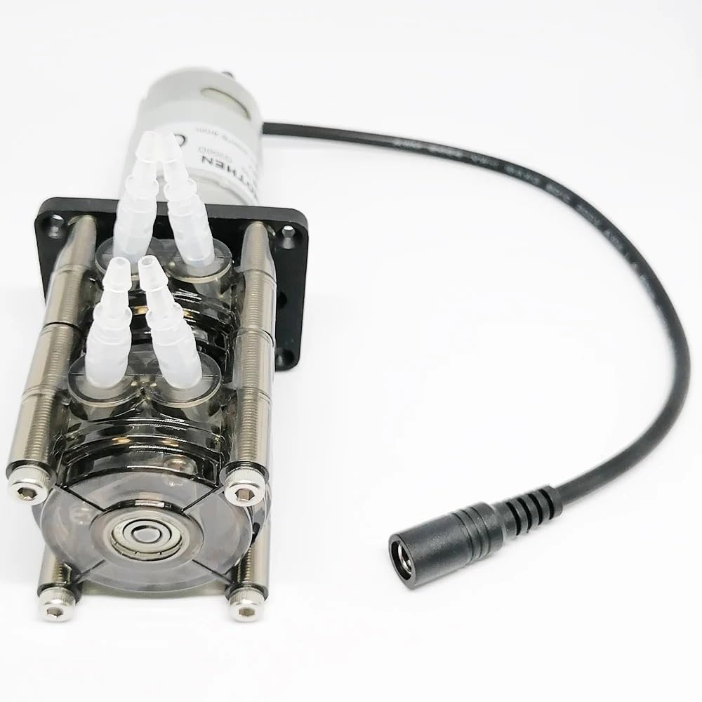 Bomba peristáltica de doble canal, flujo ajustable de 20-200 ml/min, motor con escobillas CC, bomba de transferencia de líquidos industrial y de laboratorio