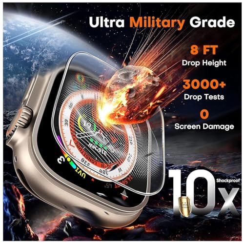 Image of YODI Pack of 2 Waterproof 3D Tempered Glass Screen Protector Compatible with Apple watch ultra 49mm Ultra 2 /3 Smart Watch Only ((Apple Watch 49mm))