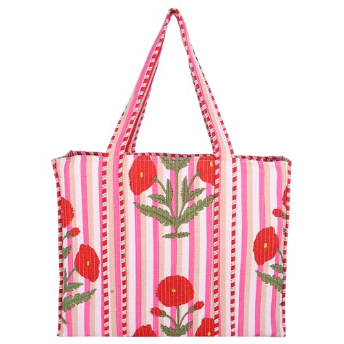 Bolsa reversible ligera de algodón para mujer miniatura 1