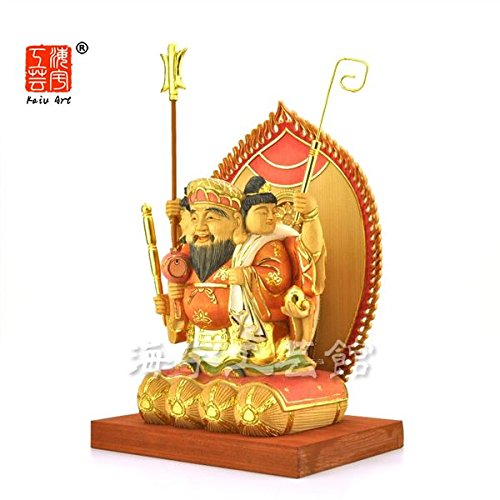 Amazon｜木彫り仏像 【三面大黒天】 桧木 立3.0寸 淡彩切金 総高25cm