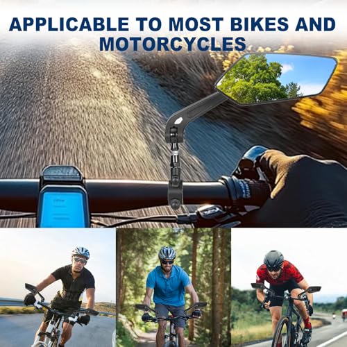 Pair Of Bike Mirrors, Bike Mirrors For Handlebars, 360-Degree Rotating Rear View Glass Lens, Safe Riding Mirrors, Scratch-Resistant Glass Lens, Universal Fitting Accessories - Thumbnail 7
