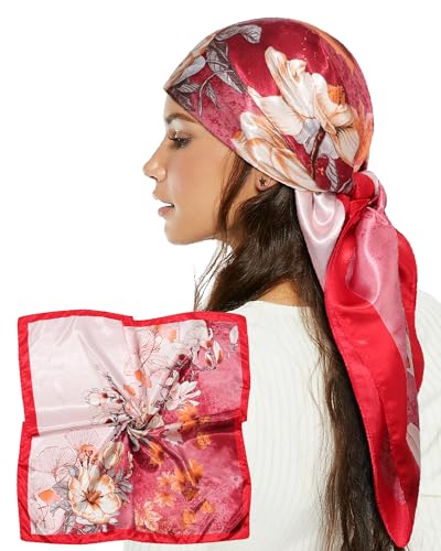 AWAYTR Like Silk Satin Head Scarf for Women 35 Inch Hair Scarf Bandana