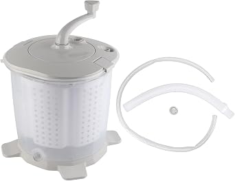 Portable Hand Crank Washing Machine non electric Manual Washing Machine Clothes Washer for Dormitory Apartment Camping & Tiny Spaces Nordic Grey