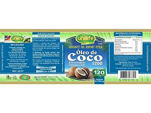 Óleo de Coco Extra Virgem 120 cápsulas Unilife